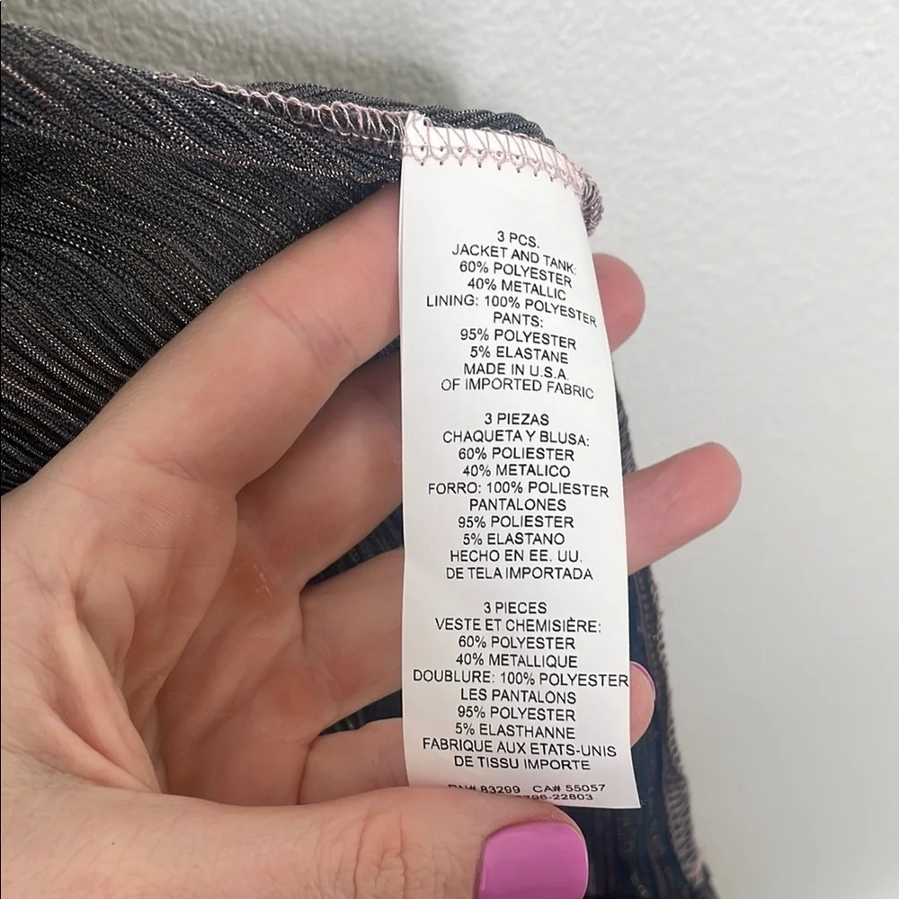 NWT David's Bridal Onyx Crinkled Ombre Plus Size Three-Piece Pantsuit - Picture 11 of 15